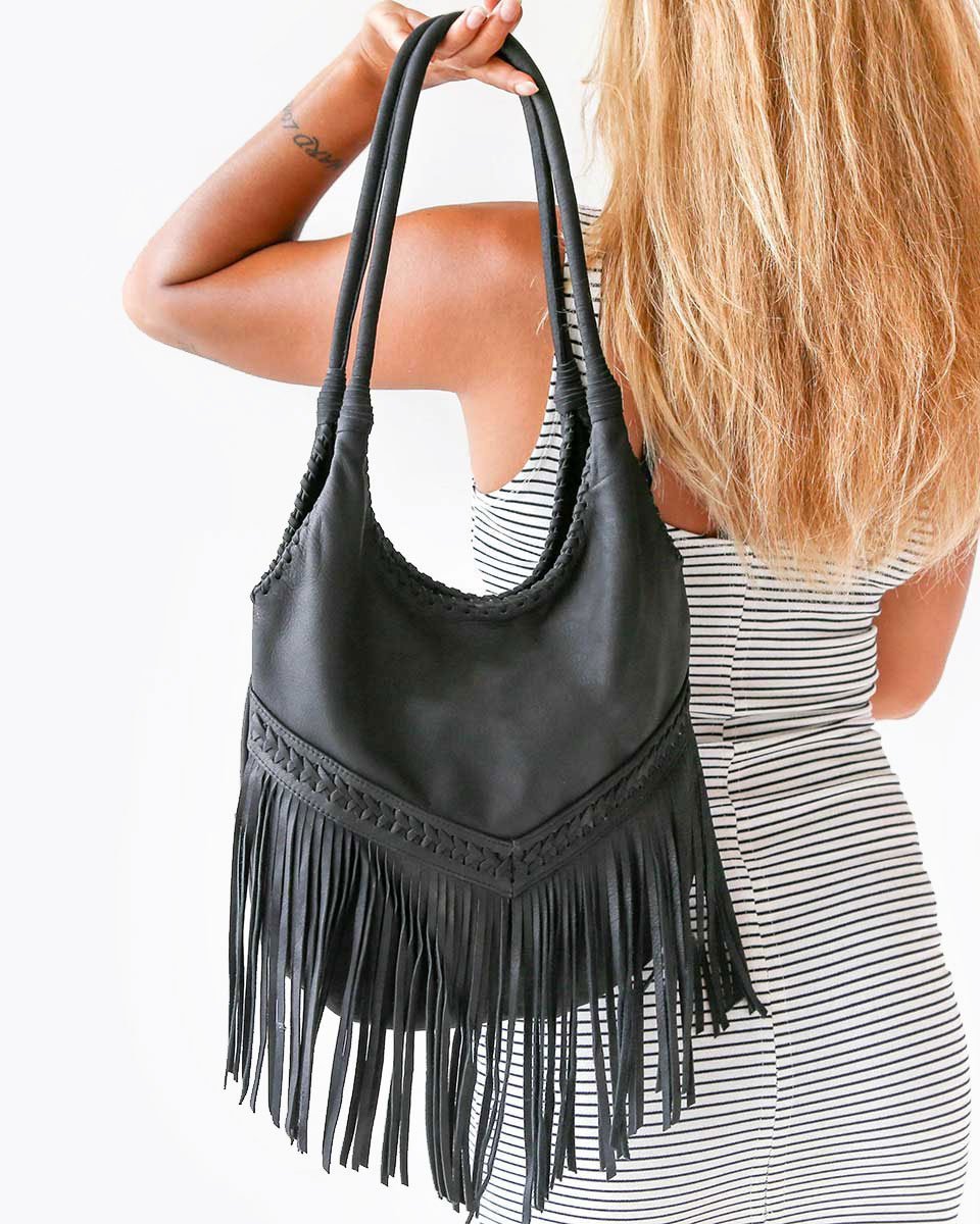 Leather Goods Maxine Fringe Purse - Brown