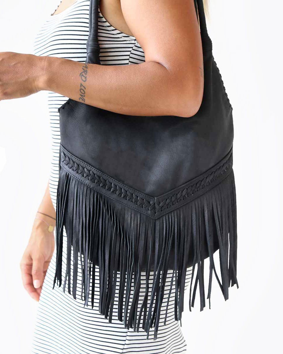 Trip Of My Life Fringe Fanny Pack In Black