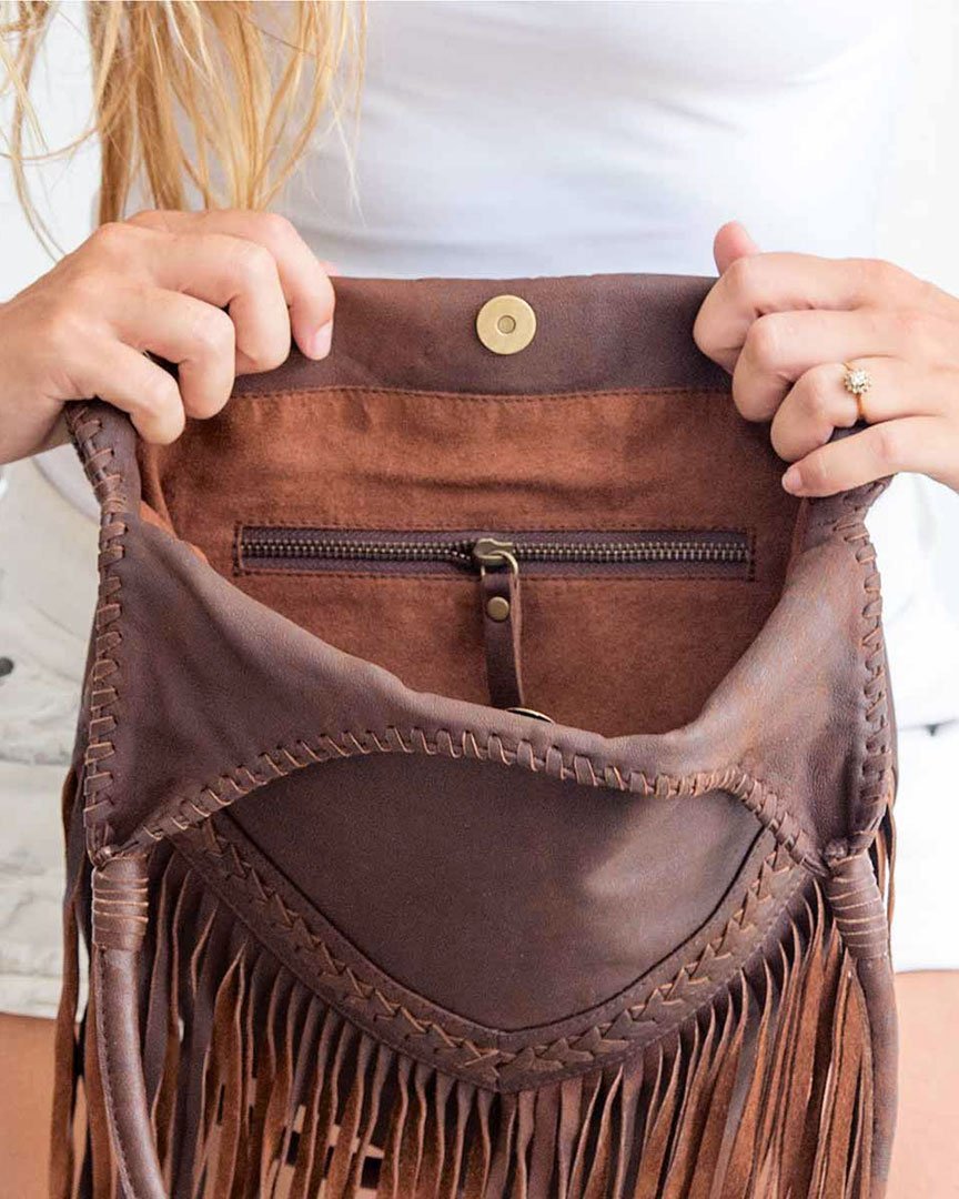 Zodaca Black Fringe Purse for Women, Faux Leather Hippie Crossbody Bag  (10.5 x 1.5 x 7.8 In): Handbags: Amazon.com