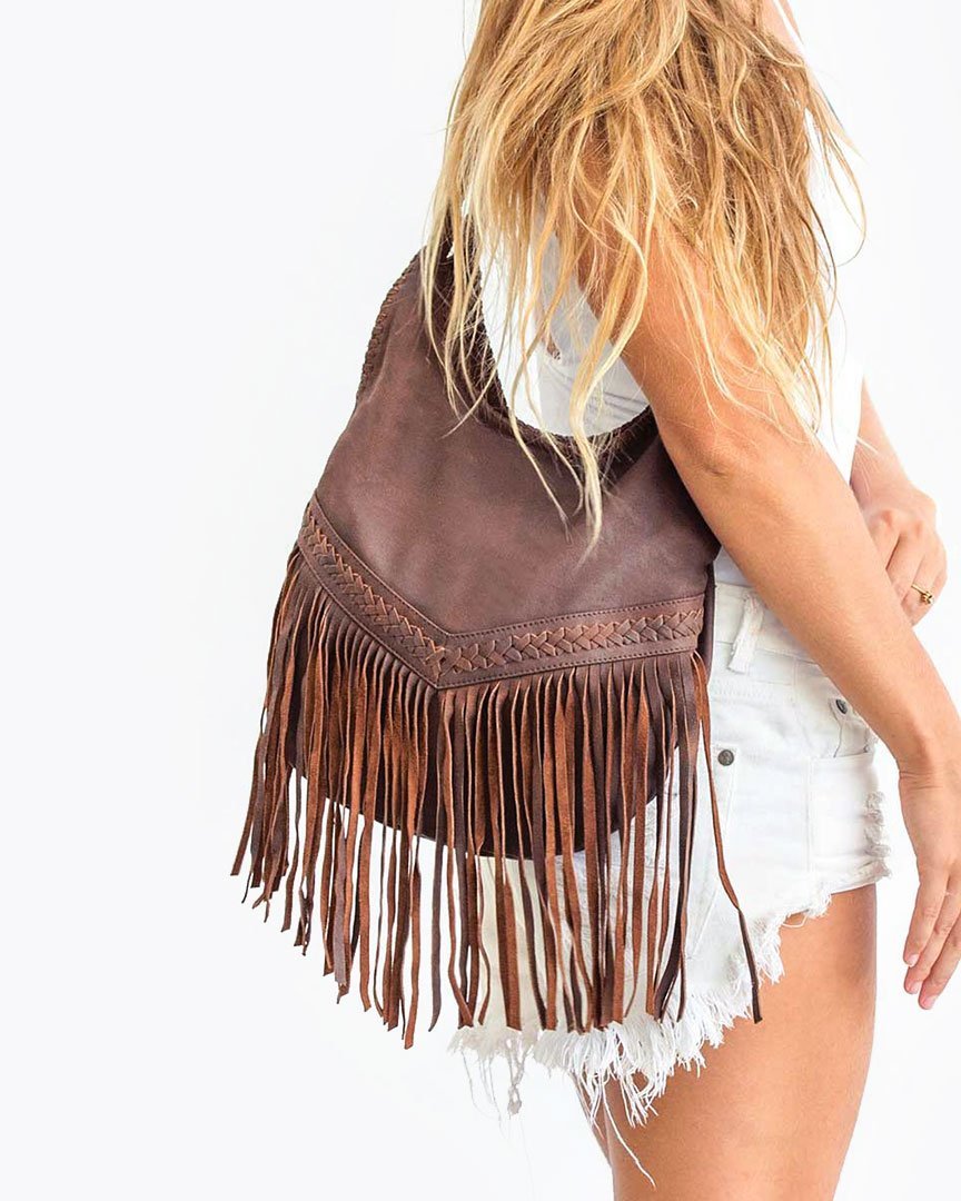 Fringe Hobo Bag - Soft Genuine Leather Brown Color –  WholesaleLeatherSupplier.com